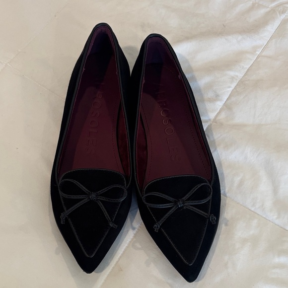 AEROSOLES Black Suede Flats with Bow - Picture 2 of 6
